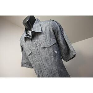 English Laundry Military Button Up Shirt Gray Cotton-Poly Short Sleeve Mens 3XL